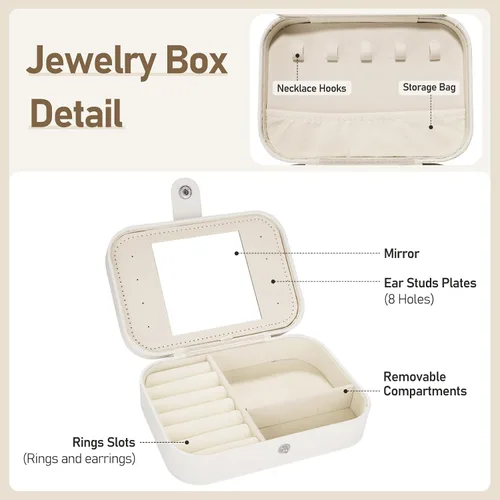 Miniatura 2 de Joyero de viaje para niñas, joyero, portátil, organizador de joyas, regalo para mujeres, mamá, hija, amigas, damas de honor, adolescentes, niñas