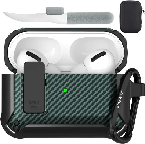 Miniatura 48 de Valkit Funda para Airpods para hombres con cerradura, funda de cuerpo completo con llavero para AirPods de Apple a prueba de golpes, funda