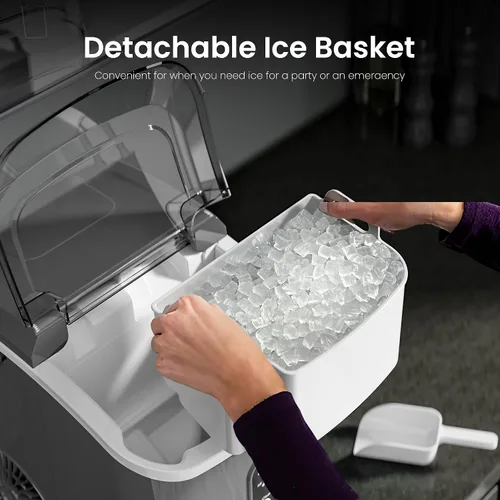 Miniatura 5 de Kismile Nugget - Máquina de hielo para encimera, 35 libras/24 horas, máquina de hielo portátil con hielo triturado, función de autolimpieza