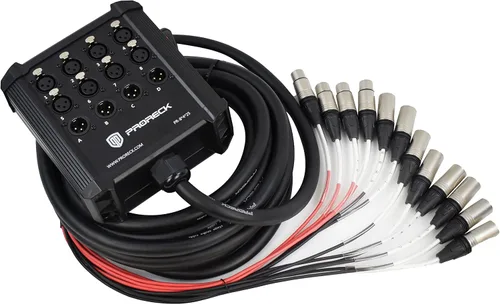 PRORECK Cable de serpiente, placa de circuito XLR de perfil bajo de 8 canales, cable divisor XLR para vivo, grabación, escenario, estudio, 25 pies