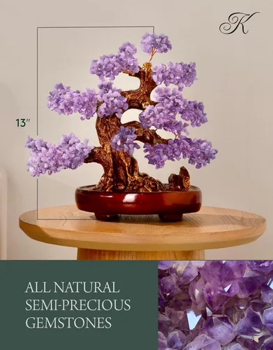 Miniatura 3 de KALIFANO Amatista natural (1,251 piedras preciosas) Árbol de cristal de chakra con propiedades curativas – Bonsái Feng Shui árbol de dinero