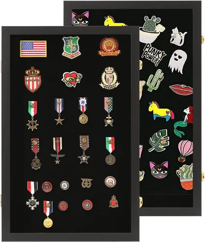 Miniatura 9 de Verani Vitrina de pines - Colección de 12 x 18 pulgadas con puerta de vidrio templado para medallas, etiquetas, joyas, regalos, cintas