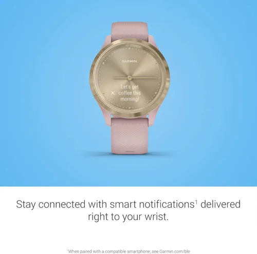 Miniatura 3 de Garmin Vivomove 3S, reloj inteligente híbrido de tamaño más pequeño con manecillas de reloj reales y pantalla táctil oculta, color dorado claro