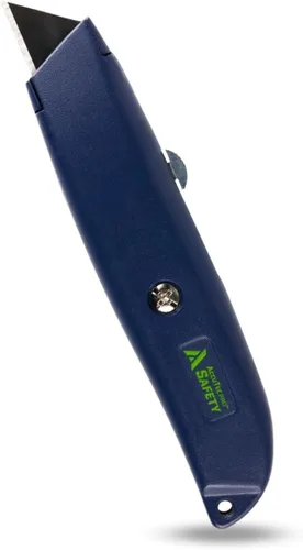 AccuTec Pro Safety U1 Cuchillo utilitario estándar – Cuchillo de bolsillo resistente, afilado y seguro para profesionales – Incluye hoja de acero al