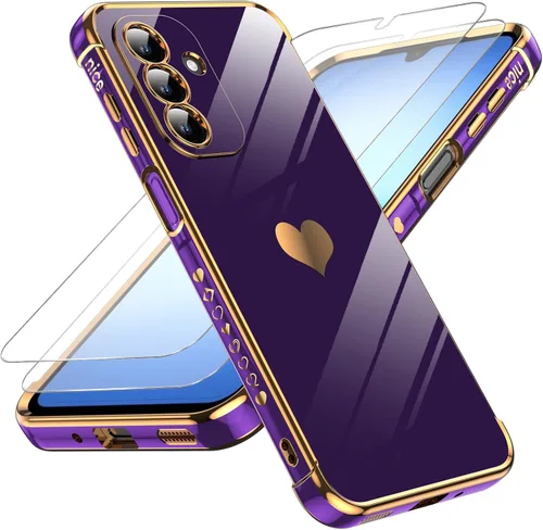 Miniatura 93 de LeYi for Moto G 5G 2025 Case: with Tempered Glass Screen Protector [2 Pcs]+ Full Camera Lens Protection,Love Heart Plating Cute Luxury Soft TPU