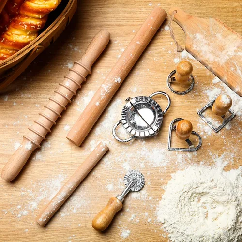 Miniatura 2 de Kit de 9 piezas de herramientas para hacer pasta de ñoquis – Tabla de ñoquis, cortador de pasta, sello de ravioles, juego de rodillos de pasta
