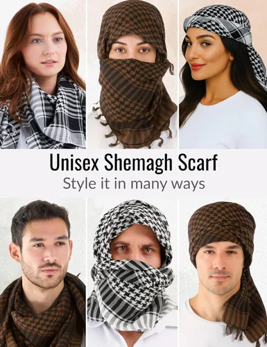 Miniatura 51 de LOVARZI Shemagh Cottons Arab Keffiyeh - Bufanda militar táctica para cabeza y cuello