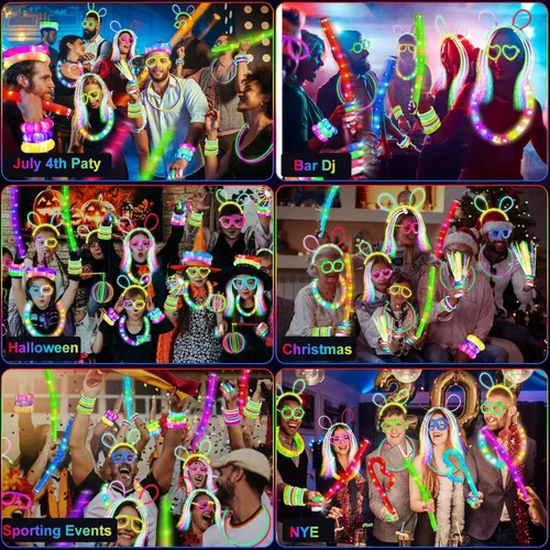 Miniatura 11 de SHQDD Suministros de fiesta, recuerdos de fiesta que brillan en la oscuridad para adultos y niños, 27 accesorios de carnaval, 56 juguetes con luz
