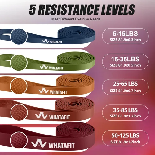 Miniatura 6 de WHATAFIT Resistance Bands,Pull Up Assist Bands Set with Handles, Exercise & Workout Bands with Door Anchor for Men & Women – Home Fitness Equipment