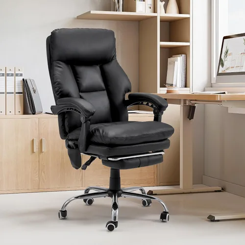 Miniatura 11 de HOMREST Silla de oficina climatizada con masaje vibratorio, silla de escritorio ejecutiva ergonómica con reposapiés retráctil y soporte lumbar