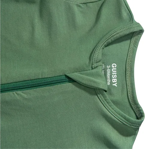 Miniatura 5 de GUISBY Pijama de bambú para bebé, mameluco sin pies de manga corta, durmiente con cremallera de 2 vías