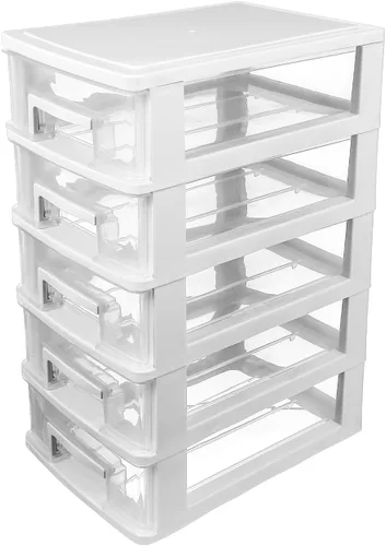 Miniatura 10 de Toddmomy Gabinete de almacenamiento de plástico de 5 niveles, organizador portátil de escritorio, caja de almacenamiento para oficina, estudio