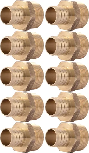 Miniatura 11 de SharkBite - Adaptador macho MNPT de 1/2 pulgada con crimpado, accesorio de fontanería de latón, tubo PEX, cobre, UC120LFA