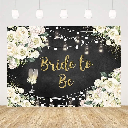 Miniatura 2 de AIBIIN Telón de fondo floral blanco de 7 x 5 pies, decoración de fiesta de despedida de soltera, suministros para parejas, boda, señorita a señora