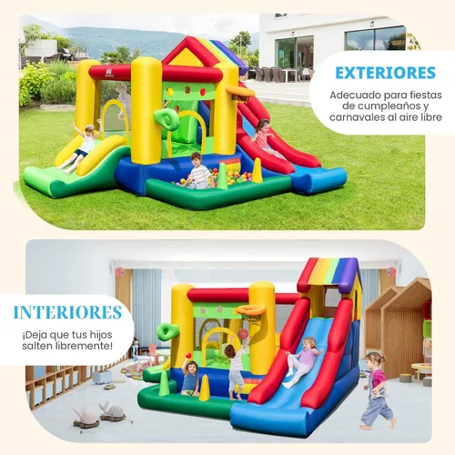 Miniatura 4 de BOUNTECH Casa inflable de rebote con pozo de bolas, castillo animoso 7 en 1 con toboganes dobles para niños pequeños a partir de 3 años, casa