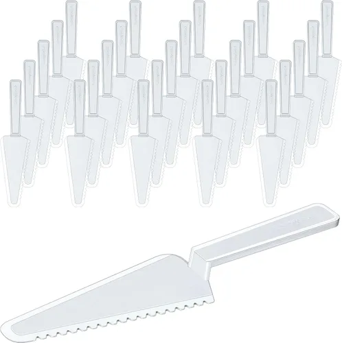 Miniatura 9 de Suclain 50 piezas de cortador de pasteles desechables negros a granel de 9.1 pulgadas, servidor de plástico para tartas, espátula, cuchillos, tarta