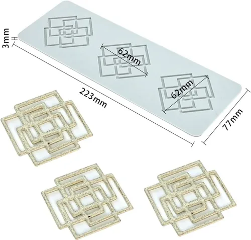 Miniatura 4 de Molde de silicona 3D de patrón múltiple geométrico para fondant, almohadilla de encaje para pasteles, molde de silicona para pasteles, fondant