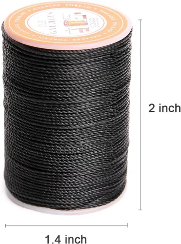 Miniatura 2 de Cuerda de poliéster encerado, cuerdas recubiertas de cera, hilo redondo impermeable recubierto de cera para pulseras trenzadas, accesorios de Negro