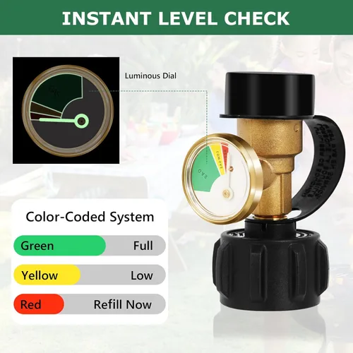Miniatura 2 de Indicador de nivel de tanque de propano, detector de fugas de gas para tanques LP de 5 a 40 libras, medidor universal de gas propano codificado en 3