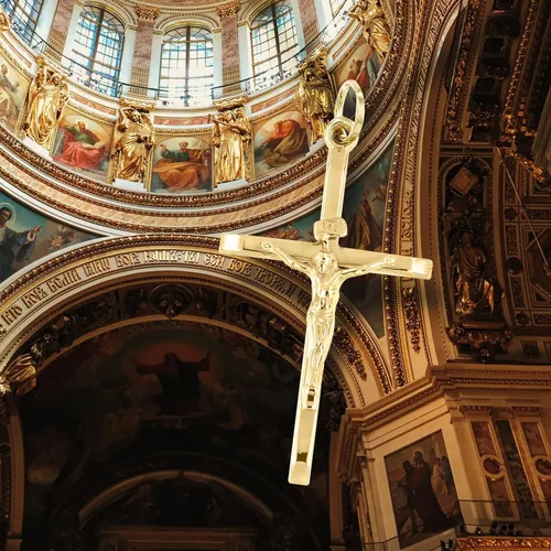Miniatura 5 de Lucchetta - Colgante de oro de 14 quilates con cruz cristiana católica y cristiana de Italia, regalos religiosos para pulseras y collares, Metal, No