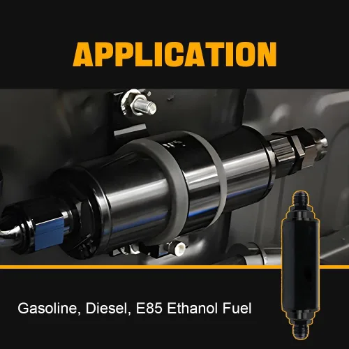 Miniatura 7 de BARTOO Filtro de combustible en línea de 100 micras con adaptador 6AN 8AN 10AN y soporte de montaje de 50 mm para filtrar gasolina, diésel, E85 negro