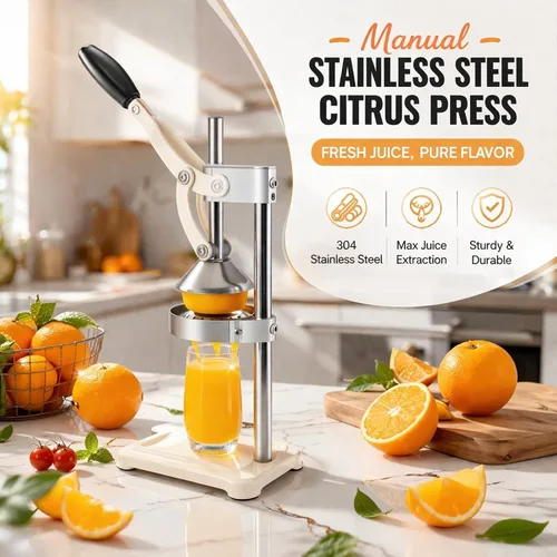 Miniatura 4 de Exprimidor manual de cítricos, exprimidor de palanca resistente para naranjas y limones, exprimidor de mano de acero inoxidable, fácil de limpiar