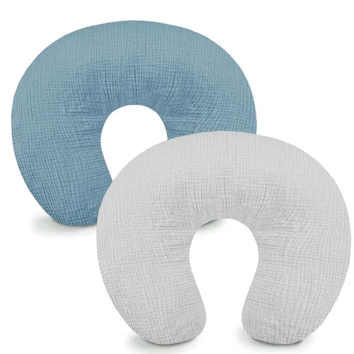 Miniatura 12 de Hooyax Juego de 2 fundas de almohada de muselina de lactancia, suaves y transpirables, fundas de lactancia para almohadas de lactancia, adorable