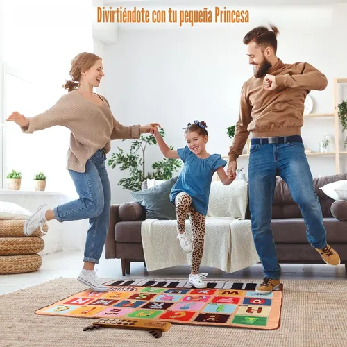 Miniatura 2 de Bluejay Alfombrilla de piano para bebé, teclado musical, juguetes de aprendizaje con 26 letras, música electrónica con tacto de animales, juguetes