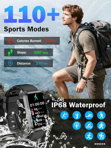 Miniatura 5 de KPEP Reloj de fitness para hombres y mujeres (HK72-Plata)