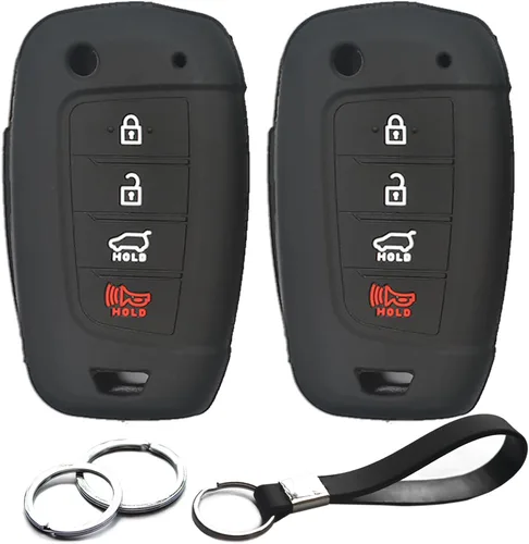 2 piezas Compatible con Hyundai Elantra Accent Elantra GT Kona Santa Cruz Santa Fe Sonata Tucson Veloster Funda Protectora para Llavero Estuche