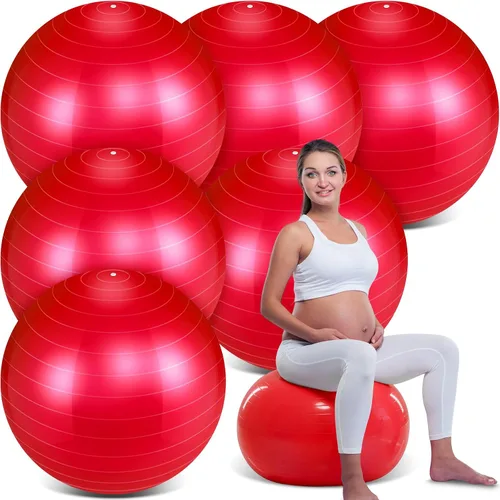 Miniatura 8 de Hungdao Paquete de 6 pelotas de ejercicio inflables a granel para embarazo y entrenamiento, pelota de pilates de 22 pulgadas para yoga