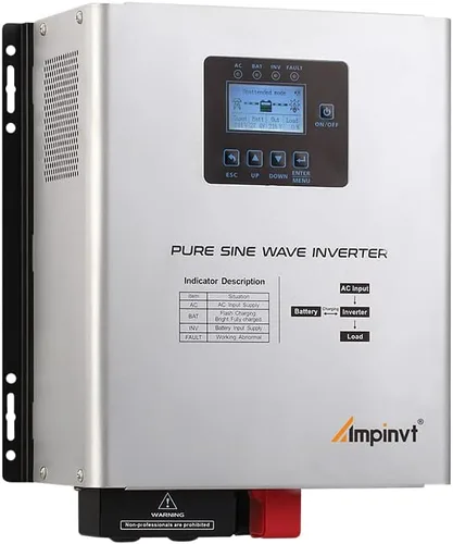 Miniatura 8 de AMPINVT: Inversor de onda sinusoidal pura de 800W con cargador AC, salida DC 12V a AC 120V, inversor de baja frecuencia de alimentación de respaldo