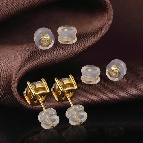 Miniatura 2 de Parte trasera de silicona para aretes, de silicona de oro de 18 quilates para tachuelas/orejas caídas, cierre seguro para aretes pesados, no irrita