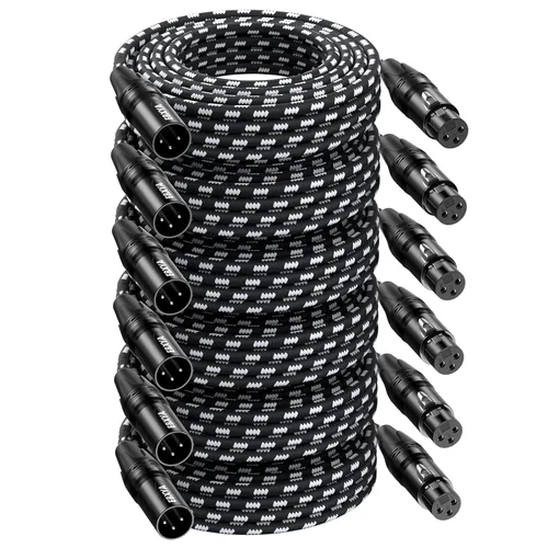 Miniatura 12 de EBXYA Paquete de 4 cables XLR de 6 pies, cable de micrófono XLR trenzado de alta calidad macho a hembra, 3 pines, cables de micrófono equilibrados