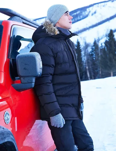 Miniatura 6 de Abrigos largos de invierno para hombre, cálidos, resistentes al agua, inflados, con capucha, cortavientos, aislados, chaquetas acolchadas Azul