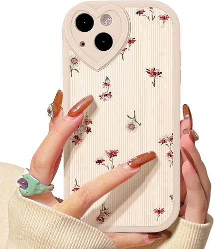 Miniatura 14 de Lovmooful Funda compatible con iPhone 13, diseño floral con lente de amor, protector de parachoques para niñas y mujeres, TPU suave a prueba