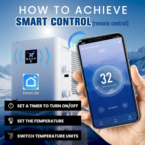 Miniatura 7 de ICEGALAX Enfriador de baño de hielo 1HP para bañera de hielo, enfriador de agua de control inteligente con bomba y filtro integrados, enfriamiento