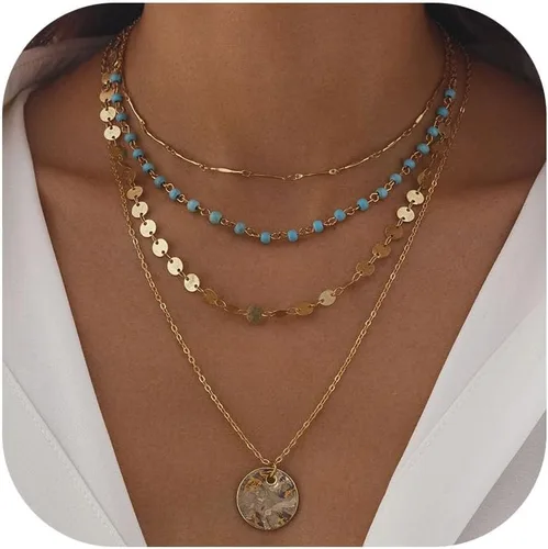 Miniatura 53 de Long tiantian Collares en capas para mujer, joyería occidental para mujer, collar de moneda apilable, collar de país, moderno, bohemio, verano