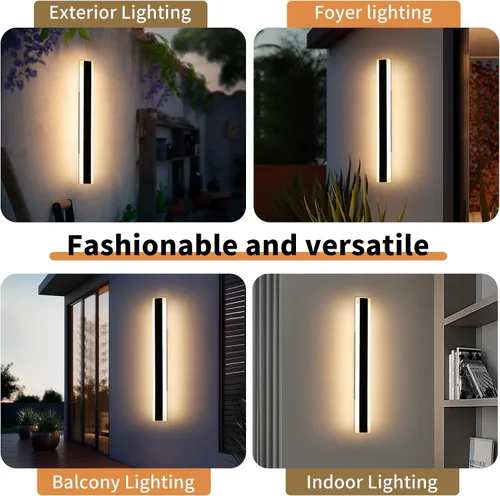 Miniatura 6 de Apliques de pared para exteriores, luces de pared modernas de 31.4 pulgadas, 3 luces de color 3000 K/4500 K/6000 K, panel acrílico, luz exterior