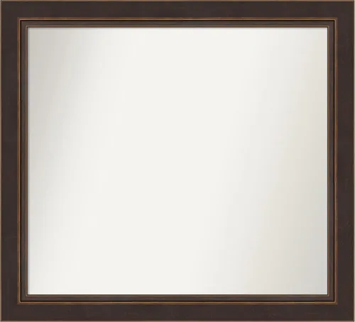 Miniatura 266 de Amanti Art Espejo de baño de bronce para sobre el fregadero, 24 x 24 pulgadas, espejo cuadrado de bronce Lara para tocador, marco de madera