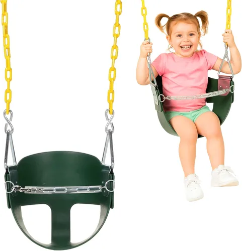 Miniatura 3 de Columpio Eastern Jungle Gym resistente, con respaldo alto, para bebés, con cadenas cubiertas y correa de seguridad
