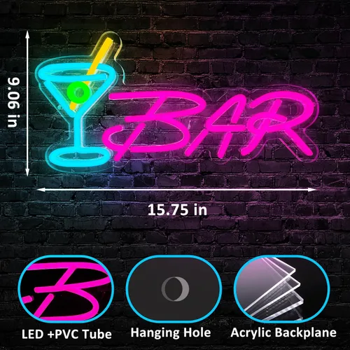 Miniatura 6 de Letrero de neón de barra de neón para el hogar, bar, luces LED, letreros de cerveza para decoración de pared de fiesta, luz de neón para bar, pub