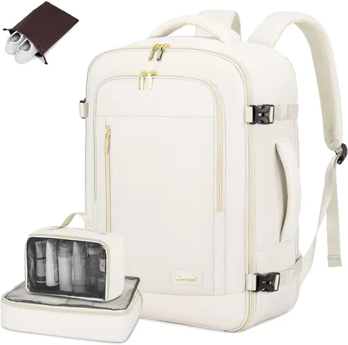 LOVEVOOK Mochila de viaje para mujeres y hombres, mochila de transporte de 45 litros, bolsa de artículos personales con 3 cubos de embalaje, mochila
