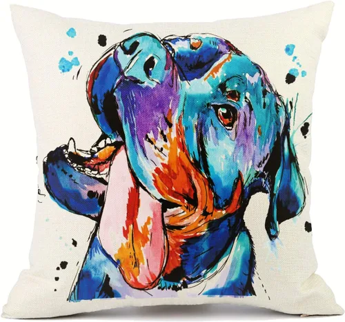 Miniatura 11 de Fundas de almohada con diseño de perro. fundas de cojín de algodón y lino para decorar hogares sofá de 18 x 18 pulgadas Pit Bull-m