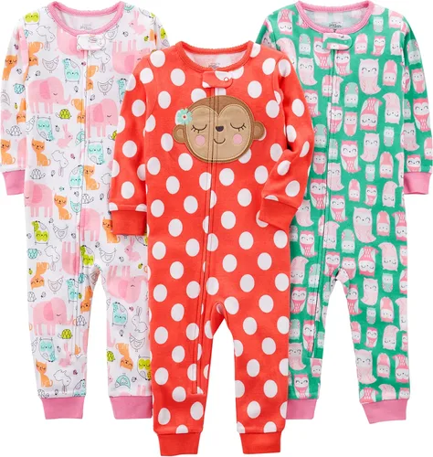Simple Joys by Carter's Toddlers and Baby Girls' Snug-Fit Footless Cotton Pajamas, Pack of 3