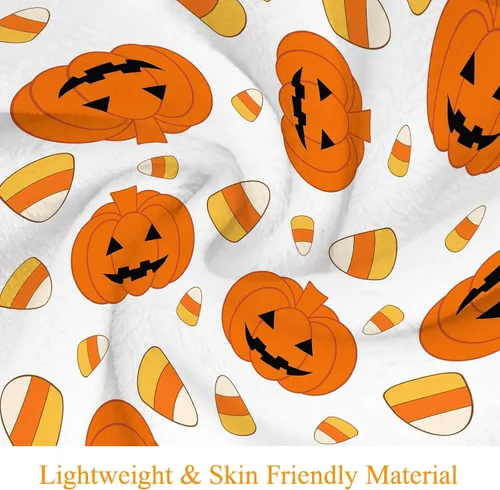 Miniatura 4 de Manta de Halloween de otoño y Halloween, calabazas naranjas con maíz de caramelo, manta ultra suave, manta ligera para sofá y cama, decoración