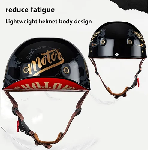 Miniatura 2 de Casco de motocicleta, gorra de béisbol retro, medio casco con hebilla de liberación rápida, estilo de béisbol, cómodo y duradero para adultos