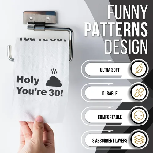 Miniatura 3 de Papel higiénico para decoración de cumpleaños número 30 para hombres y mujeres, diseño divertido, gran risa divertida, ecológico, ultra suave