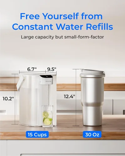 Miniatura 7 de Waterdrop - Jarra con filtro de agua recargable, reduce el 99,6% del plomo y más de 45 impurezas, dispensador de agua eléctrico de 1 año, sistema