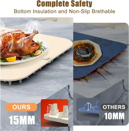 Miniatura 6 de Tapete de calentamiento de alimentos desmontable de alta tecnología, calentamiento rápido de grafeno de superficie completa, bandeja